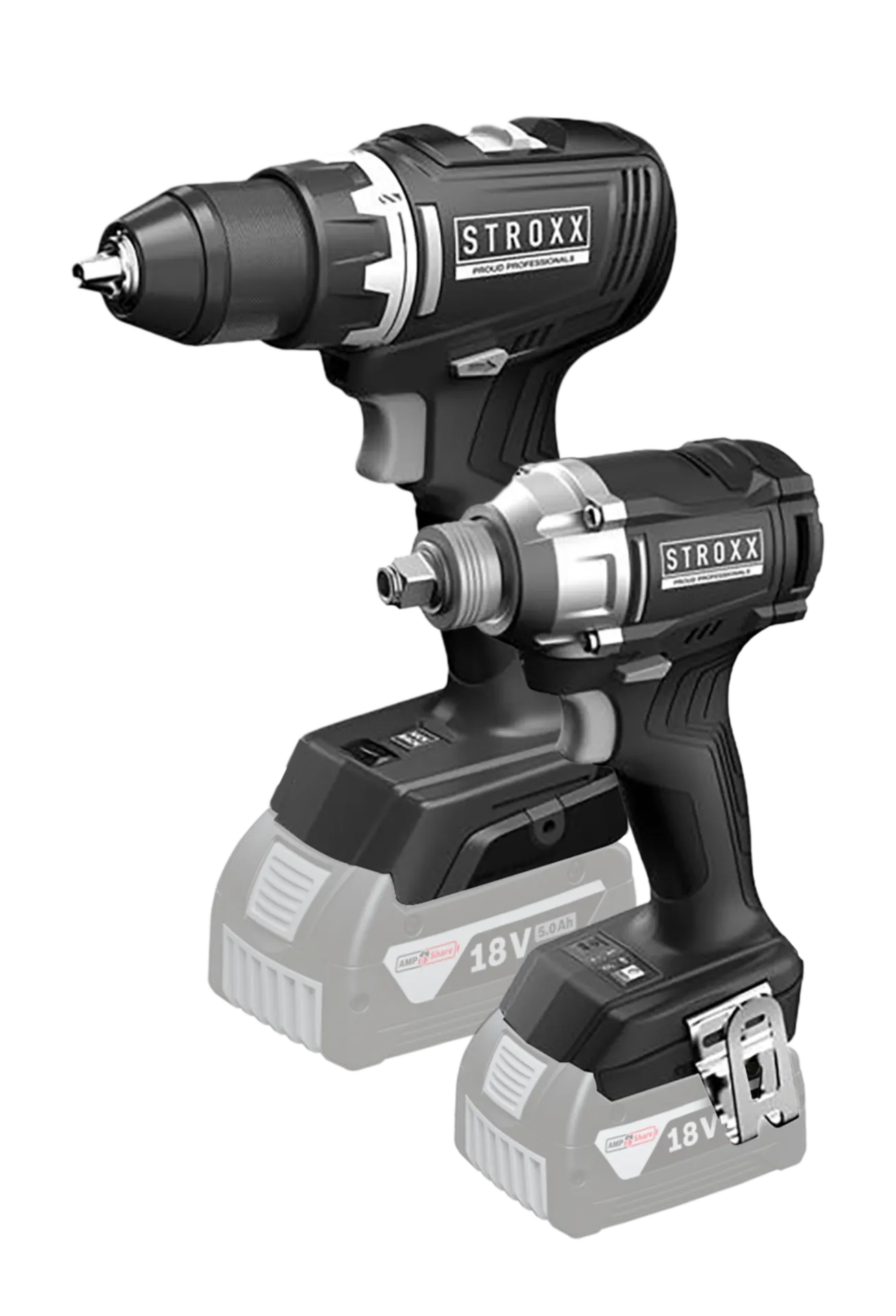 STROXX Set de 2 machines sans fil 18 V : perceuse-visseuse et visseuse à chocs
