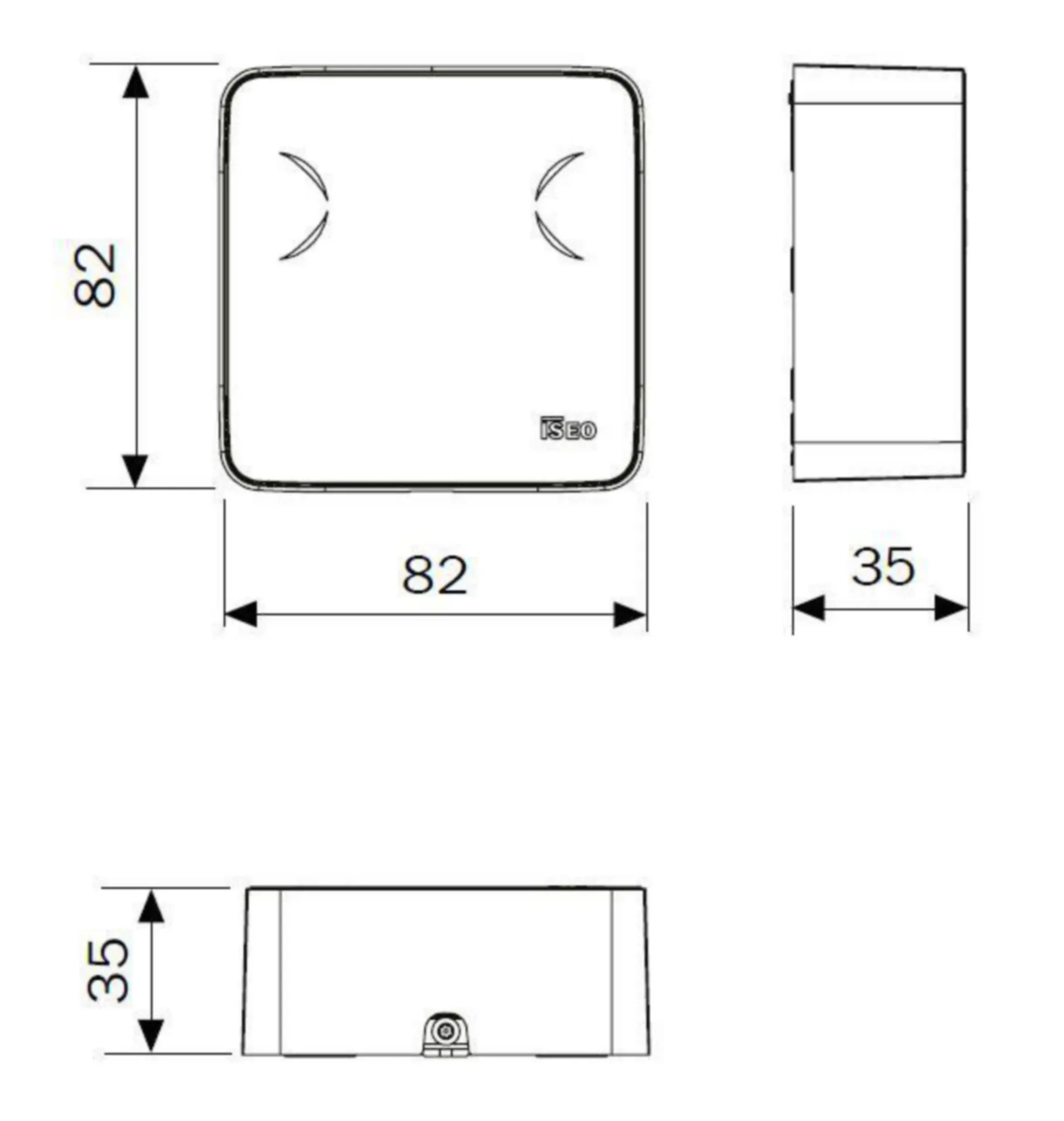 "Lecteur mural Iseo Smart 1NCA carré - RS485 - 82x82x26 mm"
