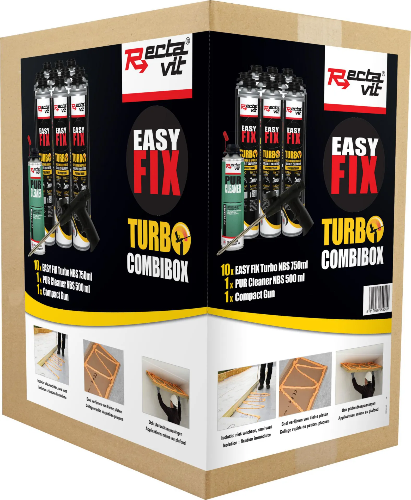 Easy Fix Turbo Combibox Colle PU (10 pièces) avec pistolet et nettoyant