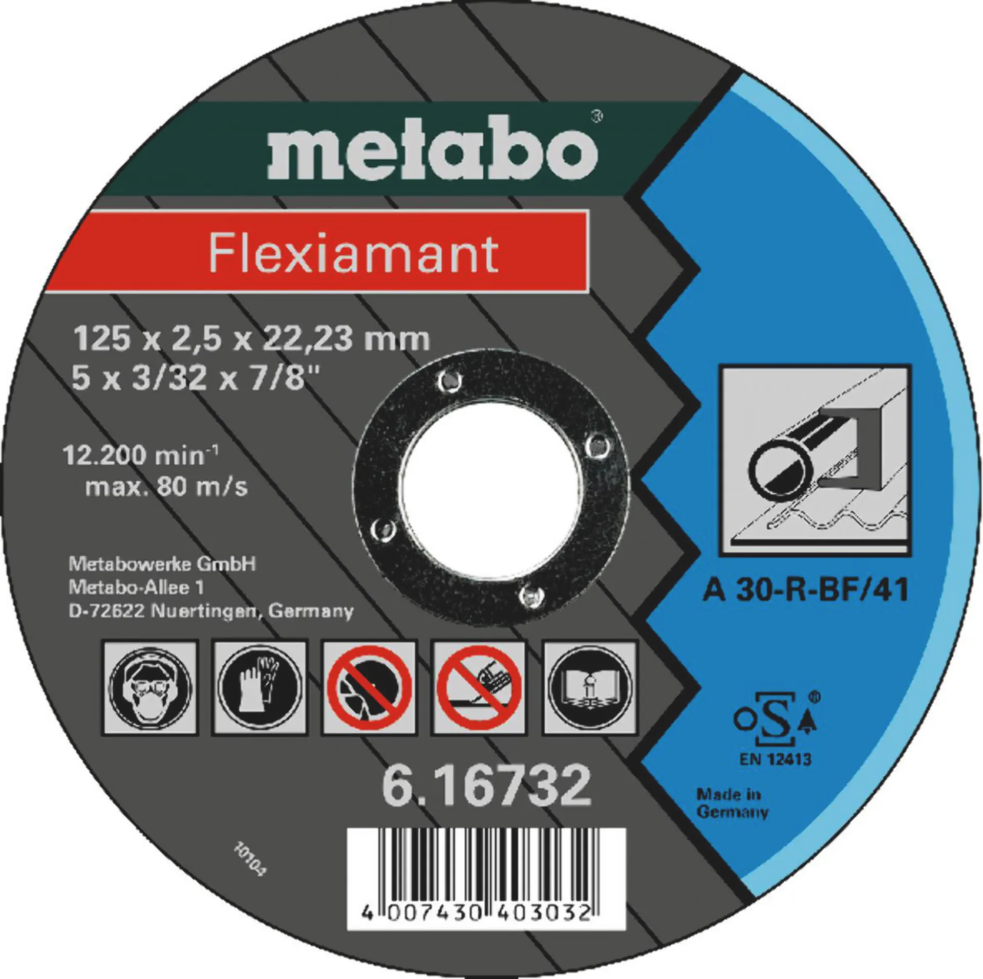 Doorslijpschijf staal ø 125 x 2.5 x 22 mm - 6167320