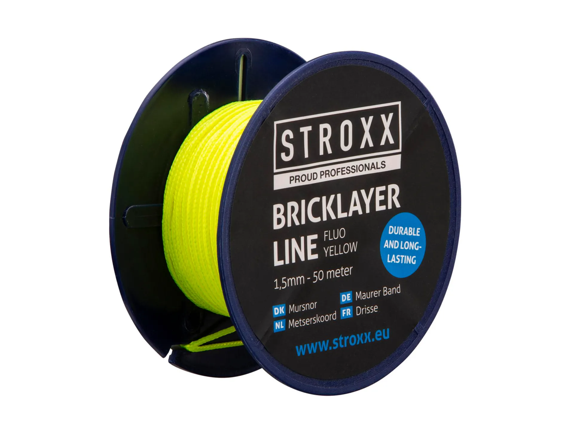 Ficelle de maçon fluo jaune 1,5mm - 50 mètres - résistance à la rupture : 50kg