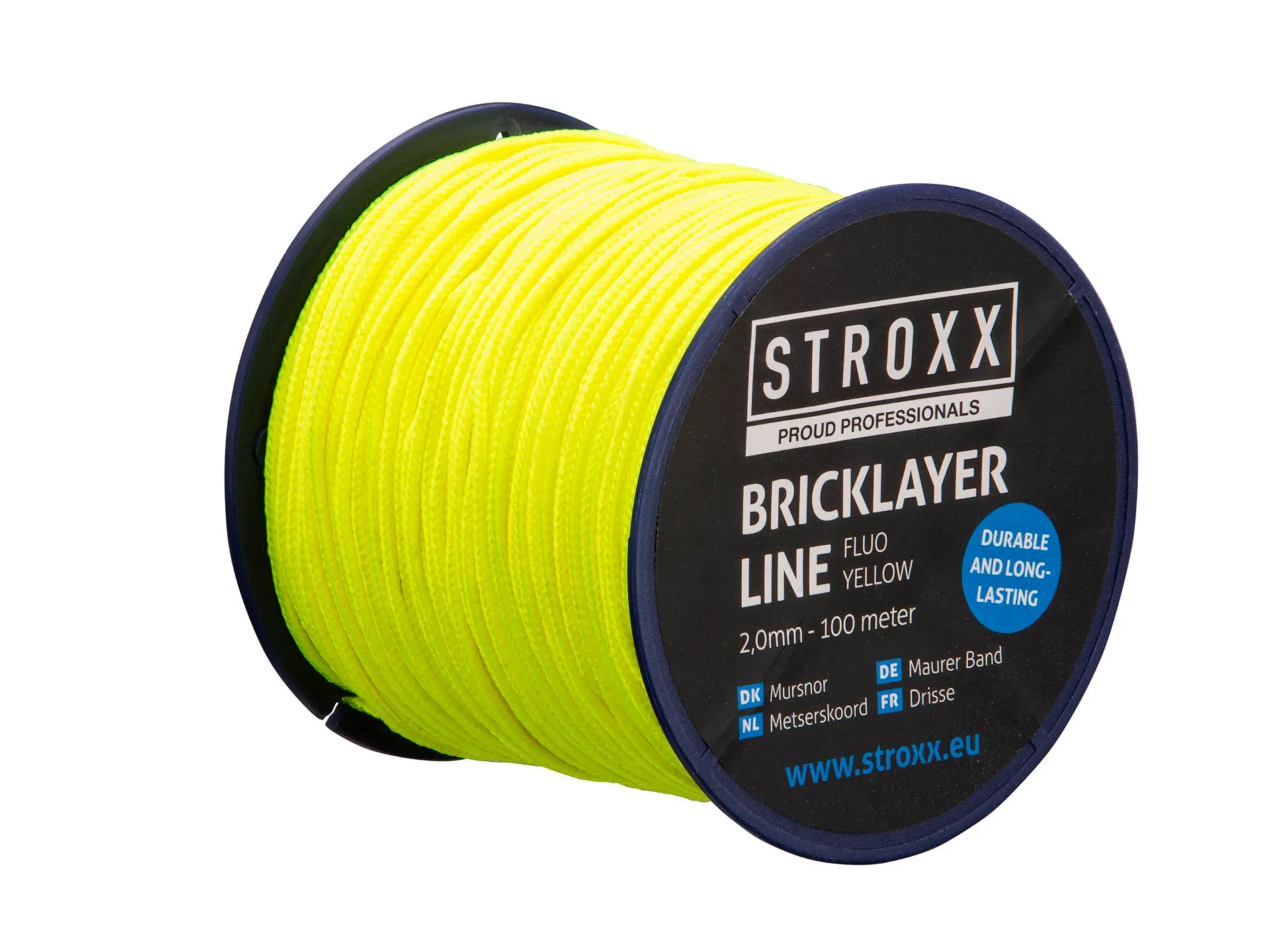Metserskoord fluo geel 2,0mm - 100 meter - breekkracht: 80kg