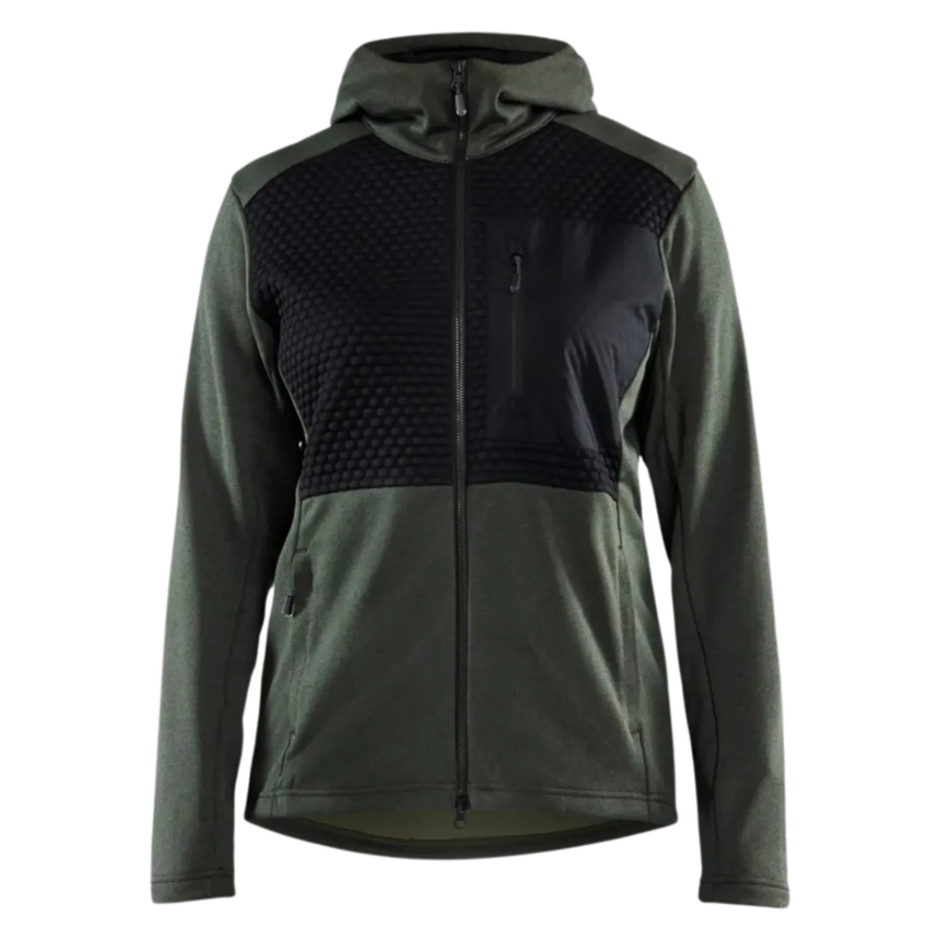 Dameshoodie met rits - donkergroen/zwart - L Dameshoodie met rits - donkergroen/zwart - L