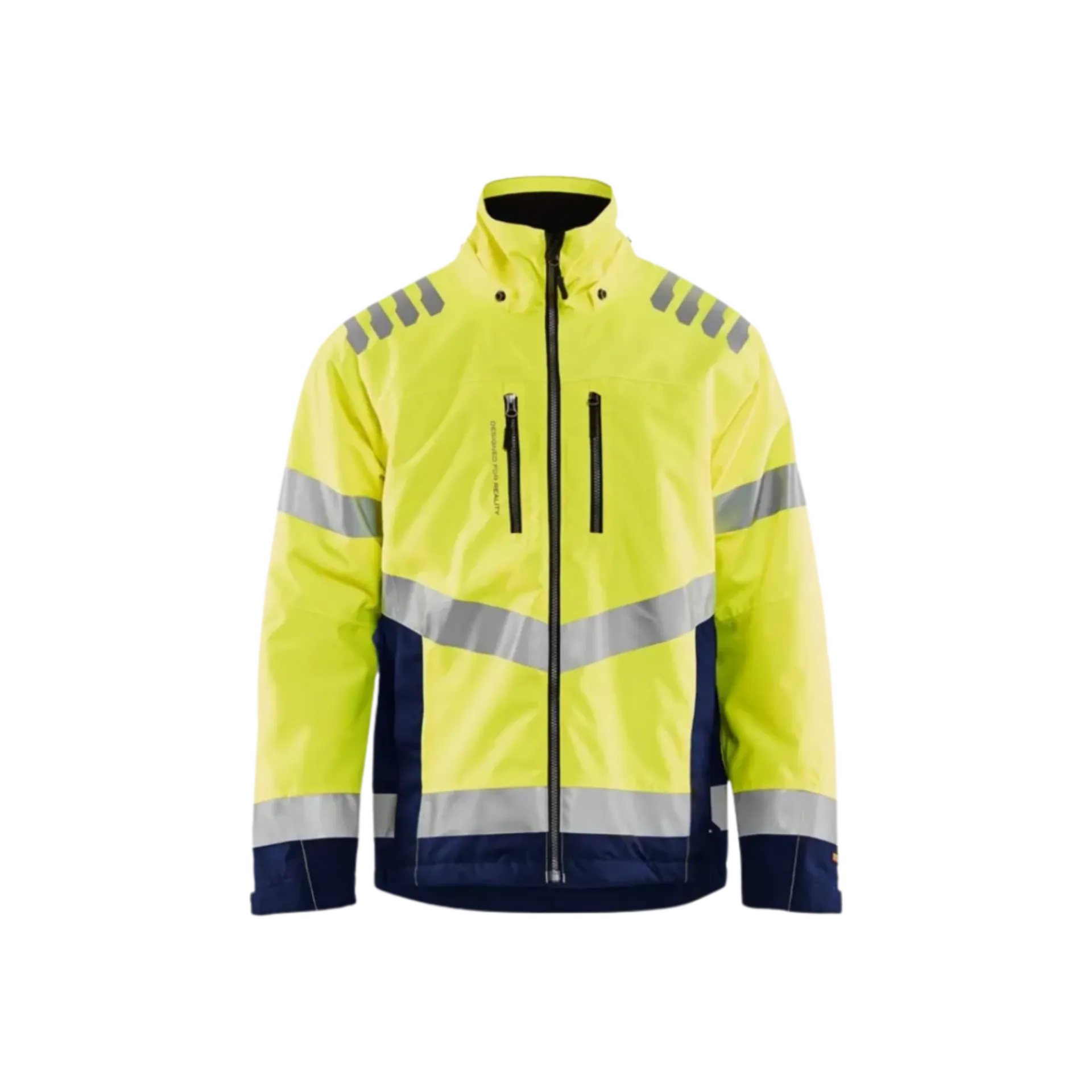 Winterjas high - marineblauw/geel - L