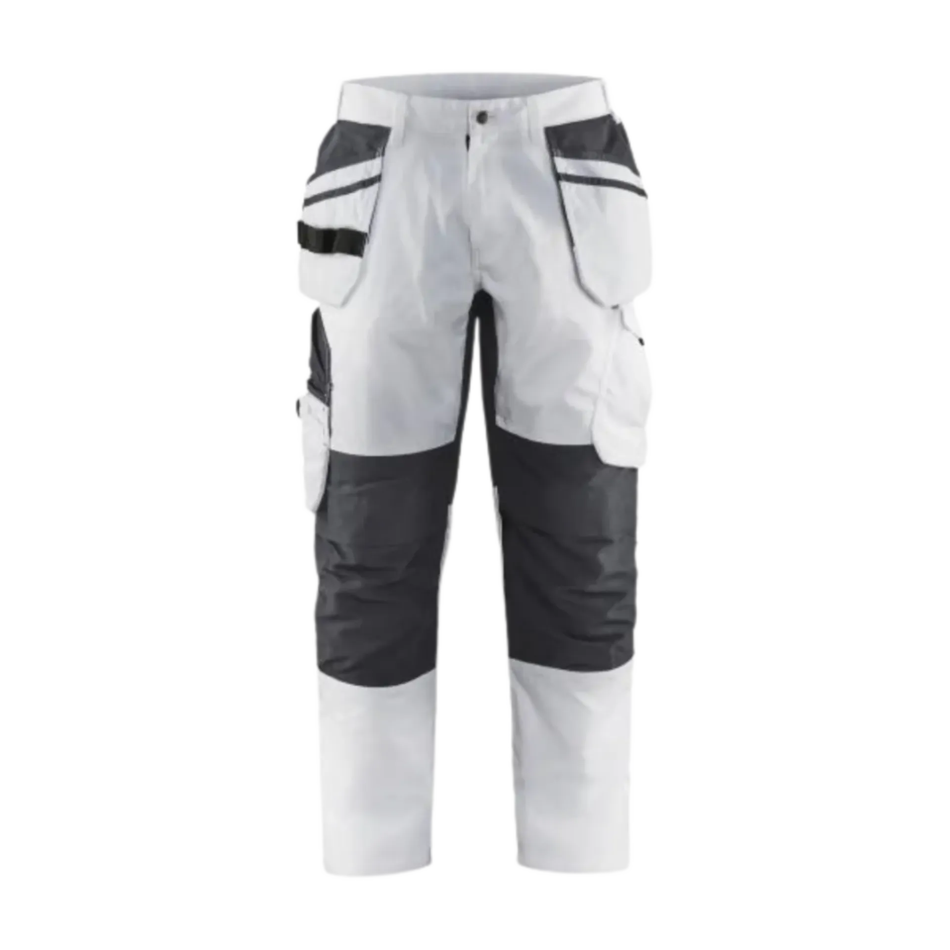 Pantalon de peintre stretch avec poches à clous - blanc/gris foncé - C46