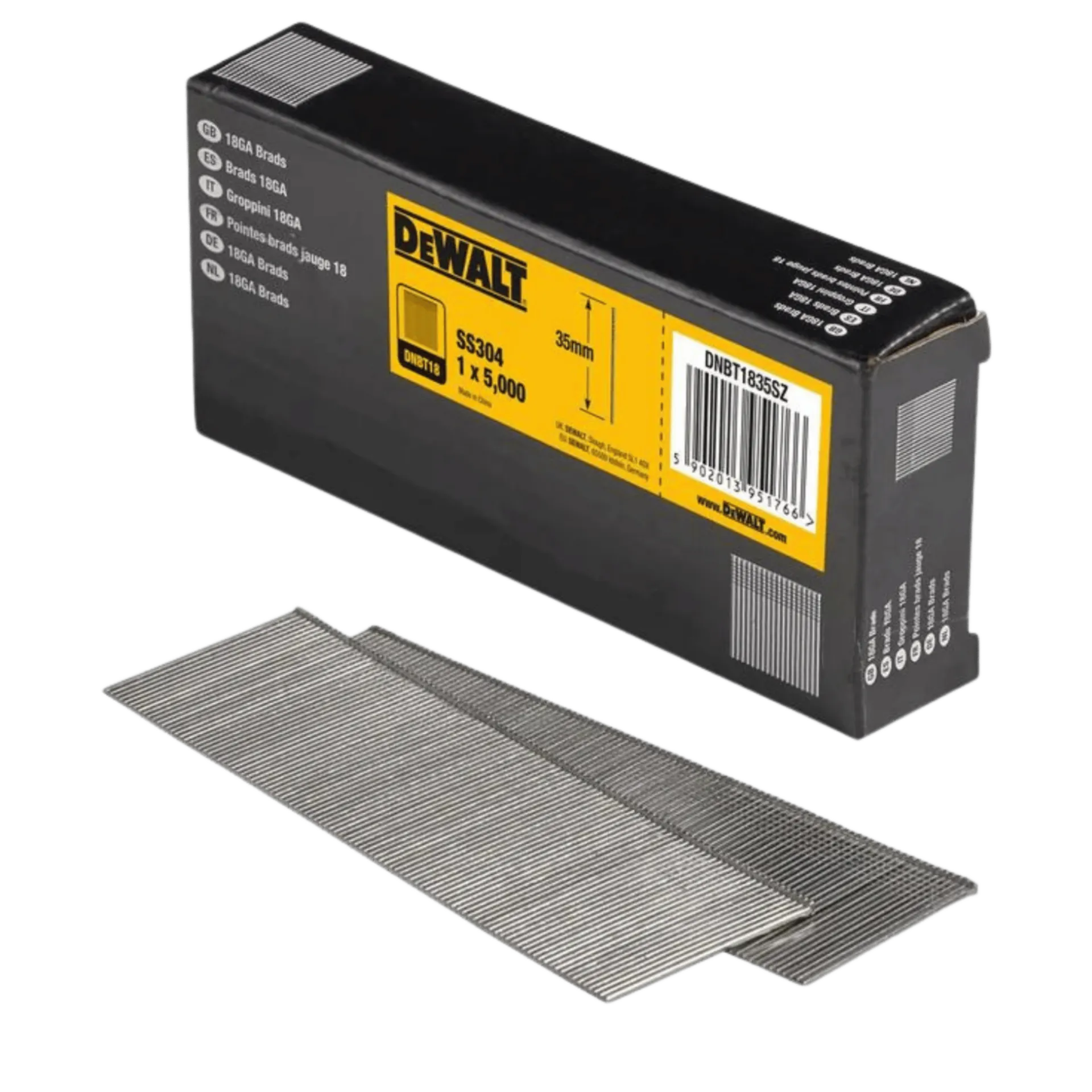 Doos (5000 stuks) minibrads 35 mm 18 g 1.25 inox - DNBT1835SZ Doos (5000 stuks) minibrads 35 mm 18 g 1.25 inox - DNBT1835SZ