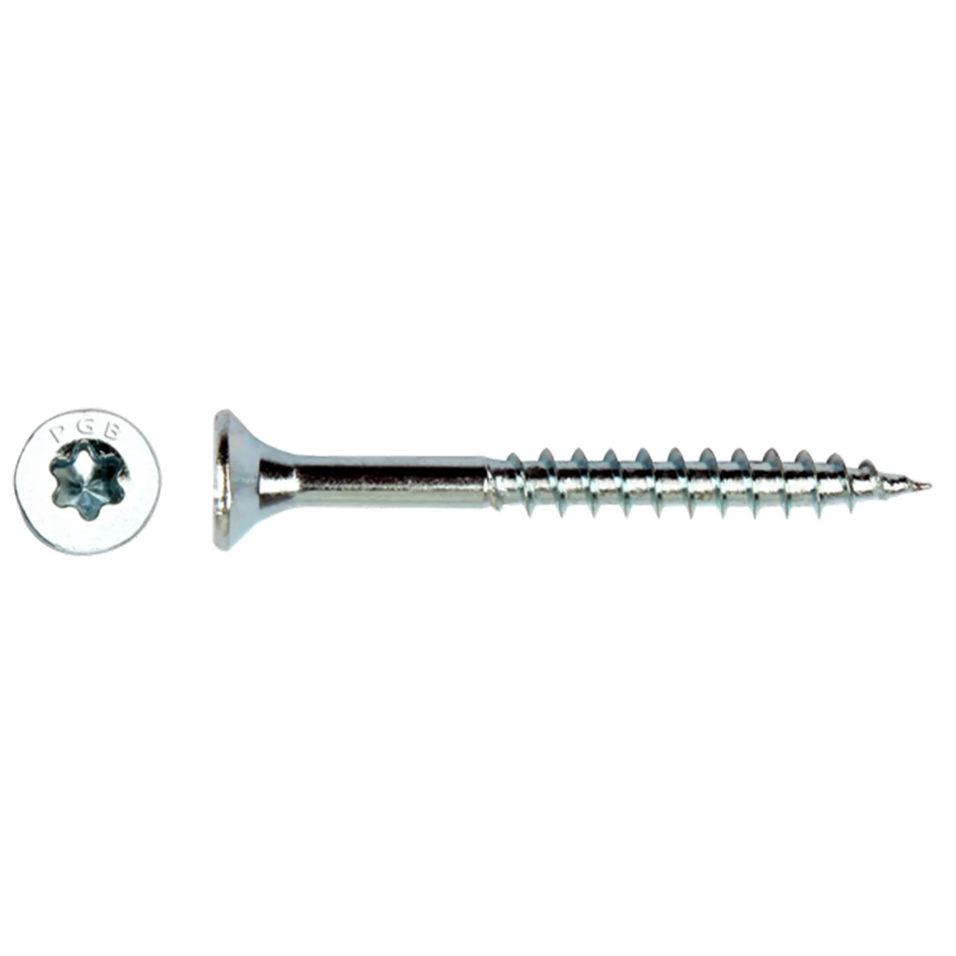 Spaanderplaatschroef VZK-T * 5.00 x 70/42 wit verzonken Torx deeldraad (200)