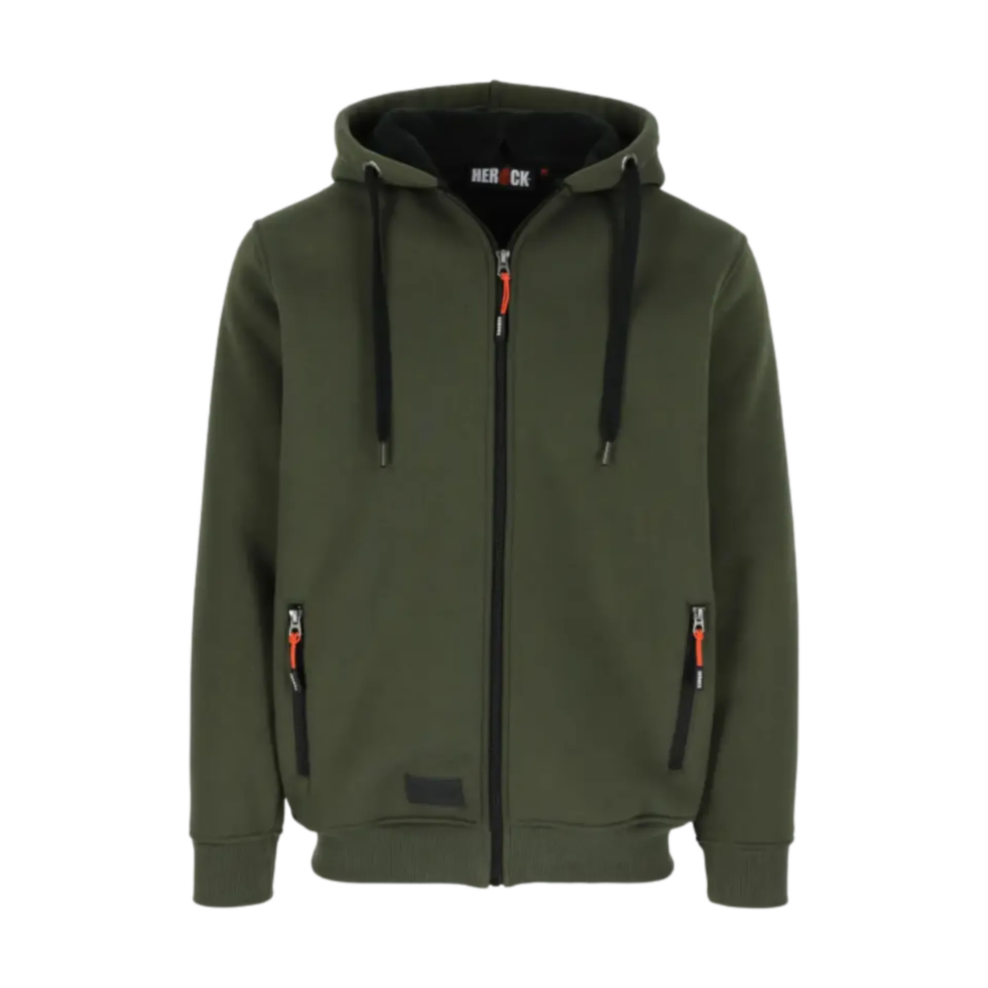 Gevoerde sweater met kap Otis - donker kaki - L