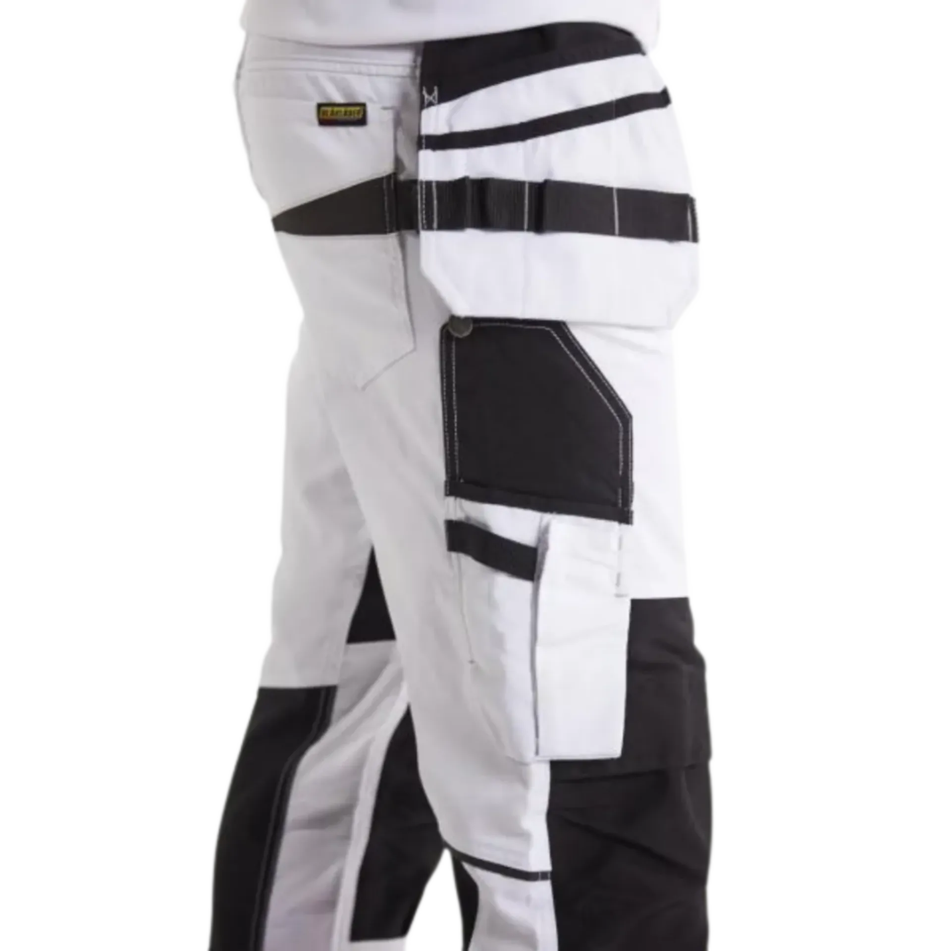 Pantalon de peintre stretch avec poches à clous - blanc/gris foncé - C48