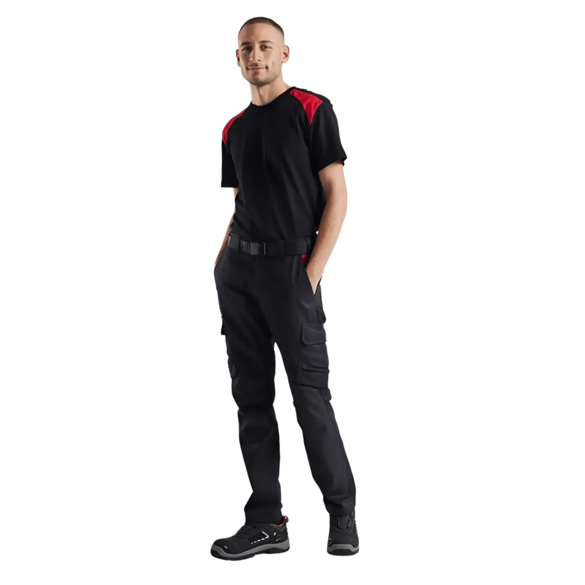 T-shirt Bi-color 3379/1042/9956 zwart/rood - extra large
