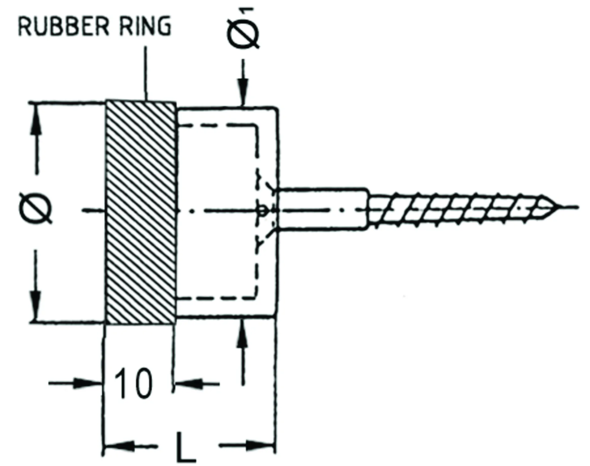 BUTTOIR INOX-Ø  26MM  CAOUTCHOUC-Ø  30MM  H=100MM