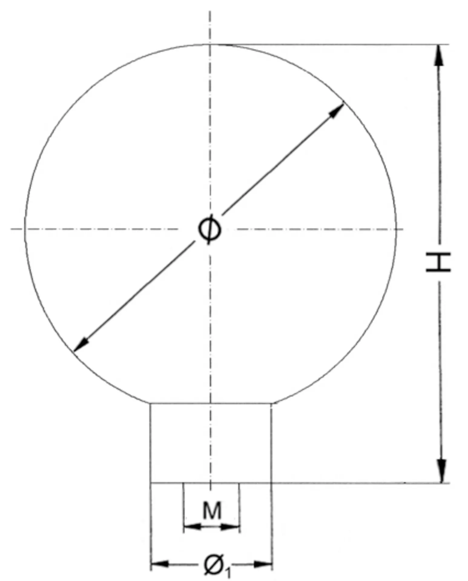 BOUTON INOX-Ø  50MM  H=65MM - SUPPORT-Ø  19MM
